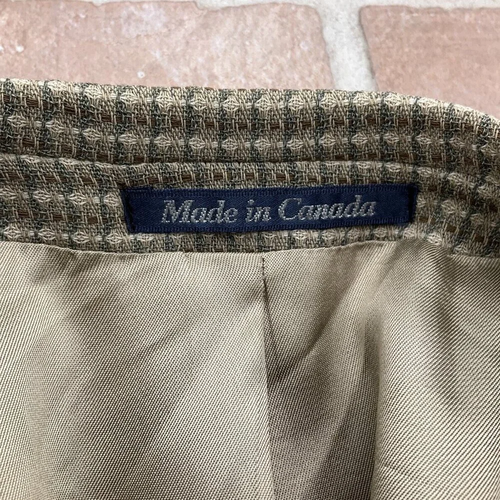 Bachrach Blazer Men 42L Beige‎ Gray Check Woven Classic Jacket Wool Canada VTG